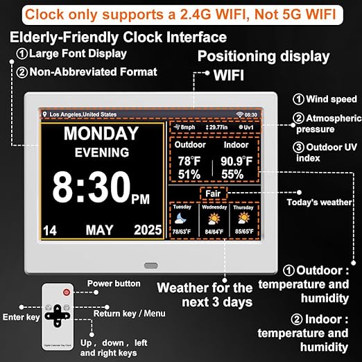 2025 New Digital Clock with Temperature/Humidity & Weather Forecast, Auto Time - Image 2