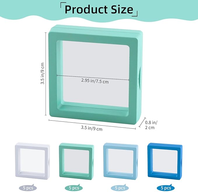 20 Pcs 3D Floating Display Case 3.5x3.5x0.8inch, Challenge Coin Display - Image 2