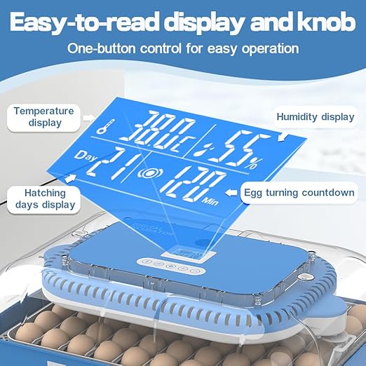 HOWOOlUA 70 Egg Incubator for Hatching Eggs withAuto Turn, Temp & Humidity - Image 2