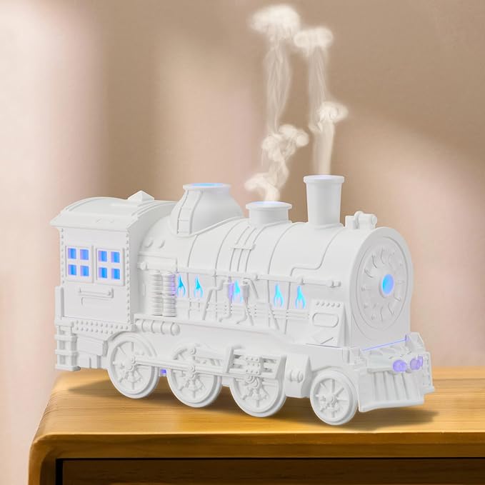 Humidifiers for Bedroom, Cool Quiet Steam Train Looking Mist Air Humidifier by GlueMii