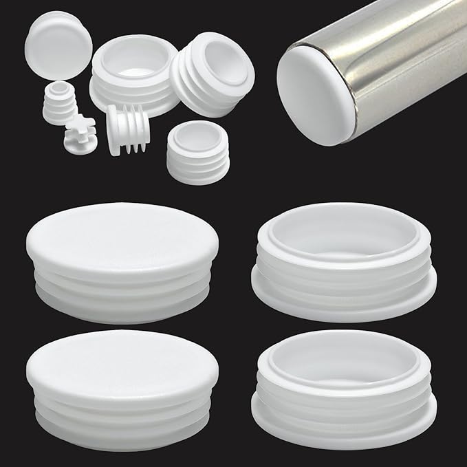 2-3/8" Plastic Hole Plugs White -Round Chair Leg Caps, Flush Mount Pipe Plugs by EASYEAH