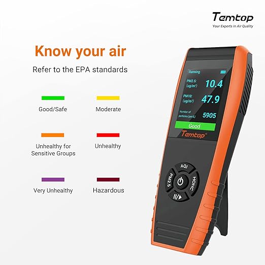 Temtop Air Quality Monitor PM2.5 PM10 Particle Counter, Formaldehyde, - Image 6