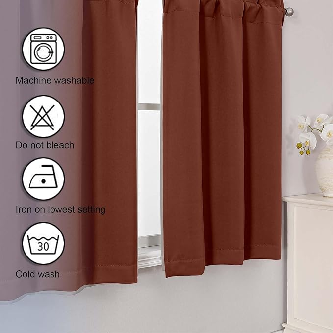 Chyhomenyc Terracotta Short Blackout Curtains 36 Inch Length, Small Kitchen - Image 7