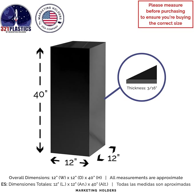 Marketing Holders 12"W x 12"D x 40"H Black Cube - Image 7