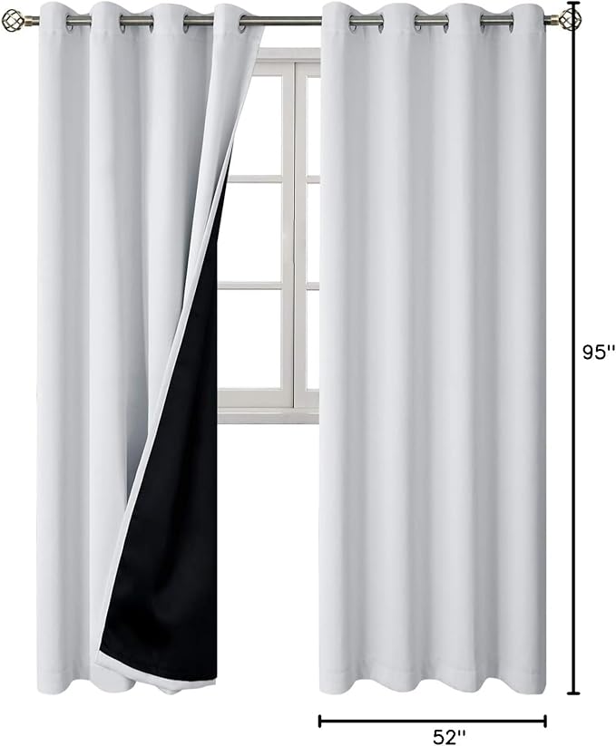 BGment Greyish White 100% Blackout Curtains - Image 9