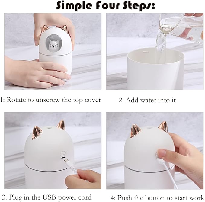 Portable Small Humidifier, 300ml Mini Cool Mist Humidifier - Image 6