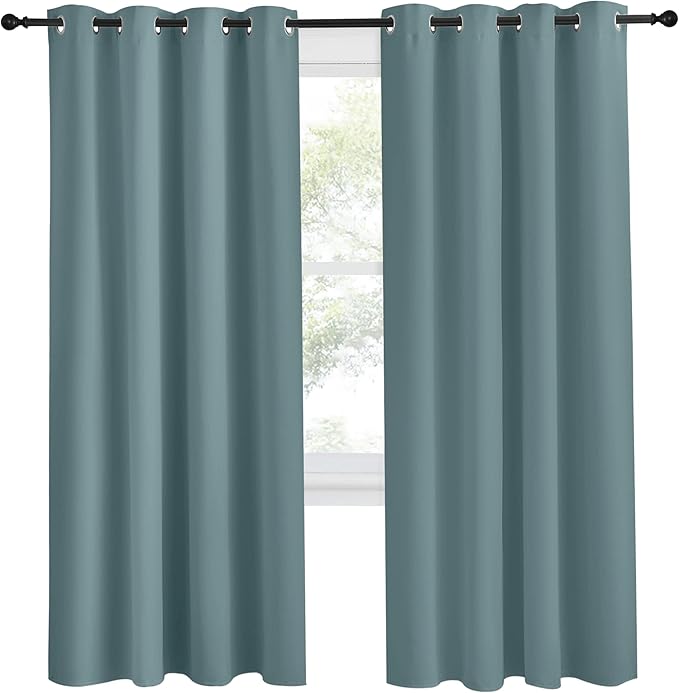 NICETOWN Blackout Greyish Blue Curtains & Drapes - Image 2