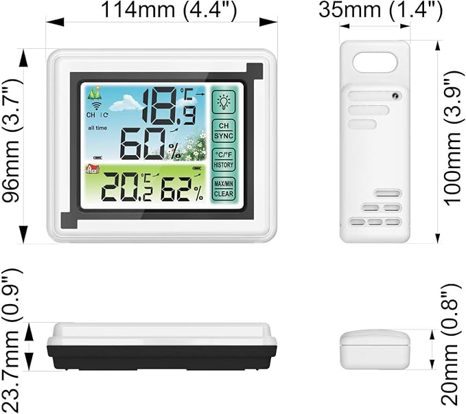 Indoor Outdoor Thermometer Hygrometer Wireless Remote Weather Stations - Image 7