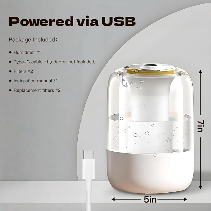 Air Humidifier for Bedroom, 2L Quiet Cool Mist Humidifier for Plants Dorm Room - Image 3