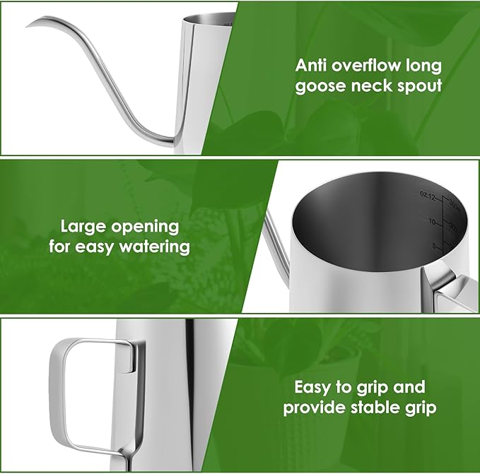 12oz/350ml Stainless Steel Plant Watering Pot, Small Watering Can - Image 5