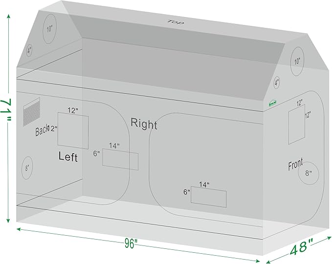 96"x48"x72" Roof Cube Grow Tent - Image 8