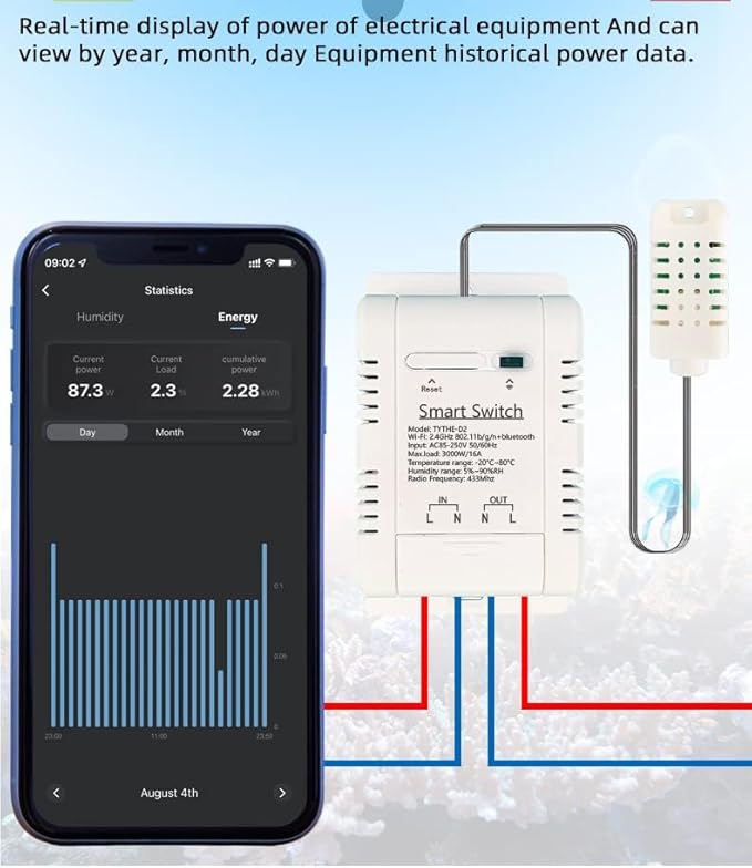 High Power Tuya 16A WiFi Temperature Humidity Controller -Wireless Remote - Image 4