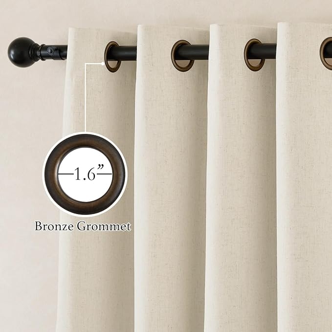 NICETOWN Thick Linen 100% Blackout Bedroom Curtains 108 inches Long, Bronze - Image 2
