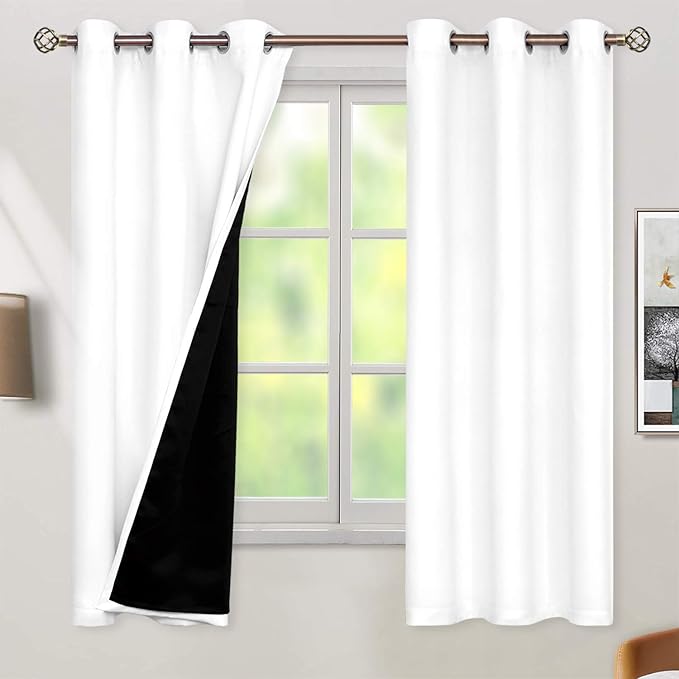 BGment White Blackout Curtains 63 Inch Long by BGment