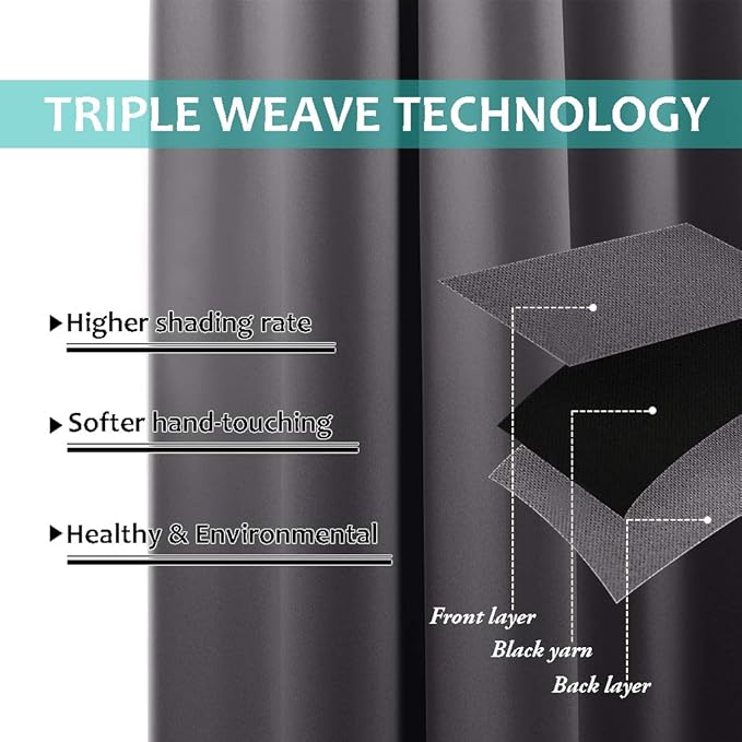 NICETOWN Grey Full Shade Curtain Panel, Energy Smart & Noise Blocking Out - Image 5