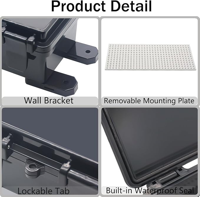 Junction Box, Hinged Black Clear Cover IP67 Waterproof ABS Project Box - Image 4