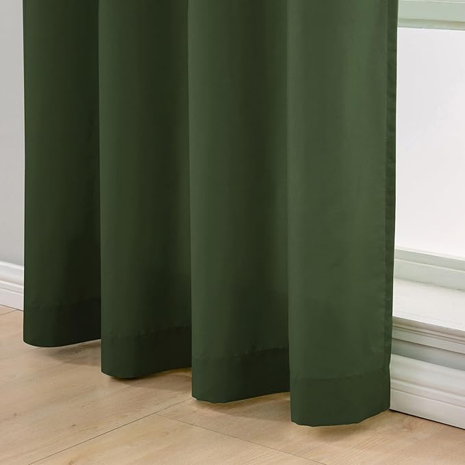 L.Z.E Olive Green Non-See-Through Privacy Curtains 84 Inches Long 2 Panels Set - Image 5