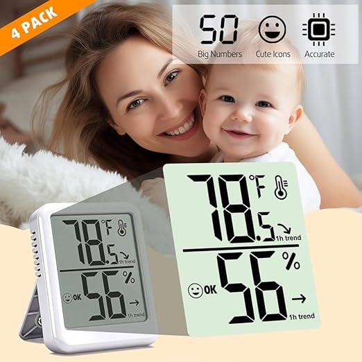 4-Pack Room Thermometer Indoor Hygrometer, Small Digital Temperature and - Image 4