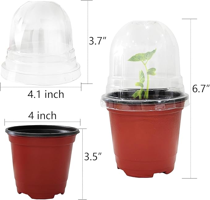 Plant Nursery Pots with Humidity Domes, 25 Sets 4 Inch Soft Nursery Pots - Image 3