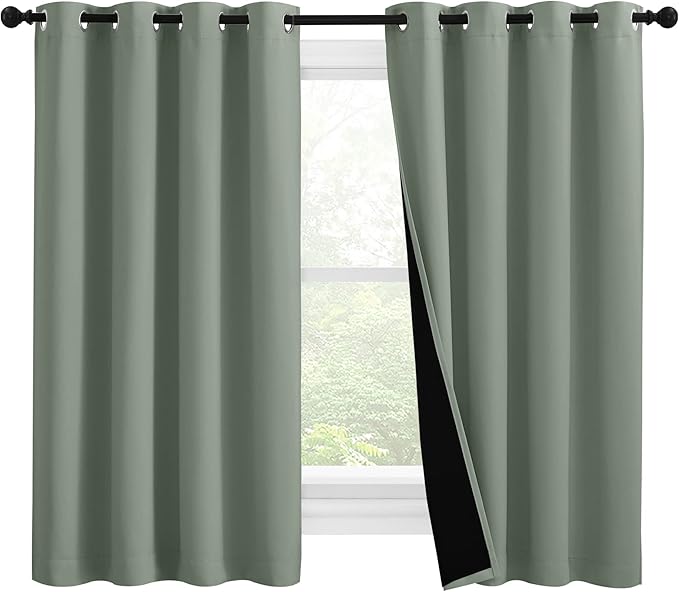 NICETOWN 100% Blackout Curtains 57 inches Long, Double-Deck Completely Blackout by NICETOWN
