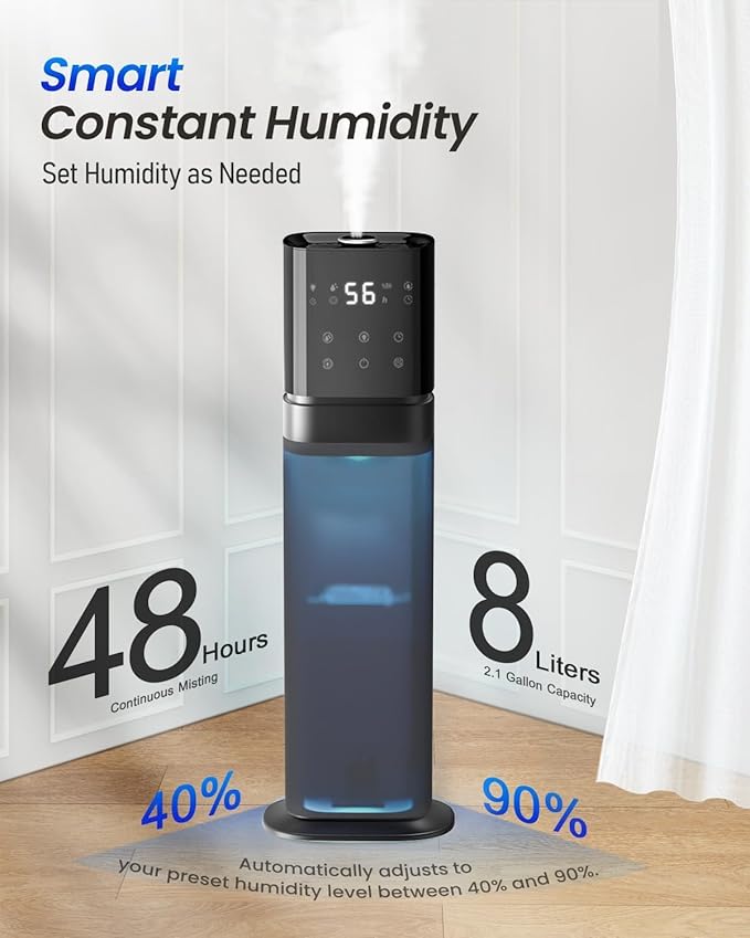 Humidifiers for Bedroom 2.1Gal/8L, Smart Humidifier Large room, Cool Mist - Image 7