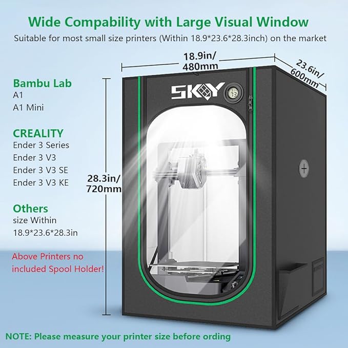 Skouphy 3D Printer Enclosure Fireproof and Dustproof Tent Constant Temperature - Image 2