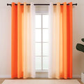 L.Z.E Orange and White Ombre Privacy Curtains 96 Inches Long 2 Panels Set by LZE