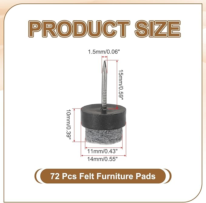 PATIKIL 14 mm Nail-on Felt Pads - Image 2