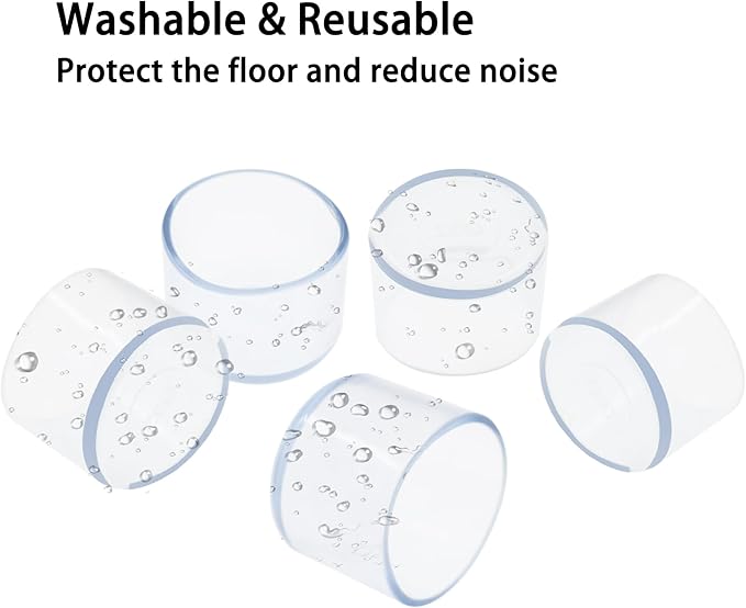 Round Chair Leg Caps, PVC Furniture Feet Covers, TTZEZE Transparent Round Floor - Image 5