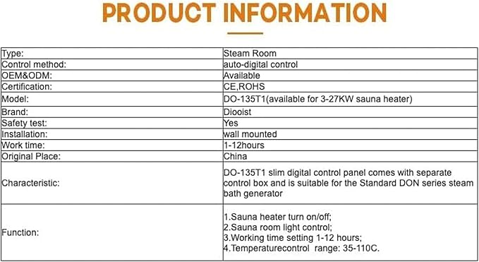 at Series steam Bath Generator AT-86 Controller, Sauna Heater Temperature - Image 6