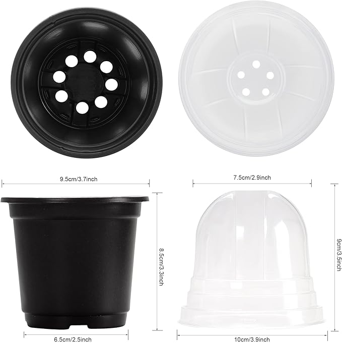 MIXC Plant Nursery Pots with Humidity Dome 4" Soft Transparent Plastic - Image 5