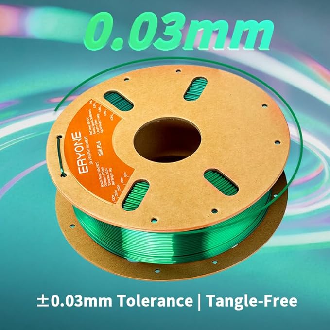 ERYONE Silk PLA Filament for 3D Printer, 1.75mm +/- 0.03mm, Silk Christmas Green - Image 5