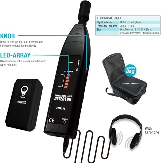 allsun Pro Ultrasonic Leaking Detector Transmitter Auto Noise Finder, - Image 3