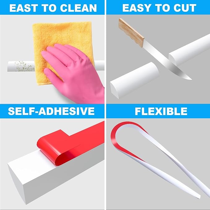 Duzzy 98 Inch Flexible Quarter Round Molding, Silicone Rubber Peel and Stick - Image 5