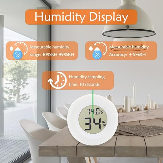 Digital Mini Thermometer Round Hygrometer, LCD Display, Indoor Temperature - Image 3