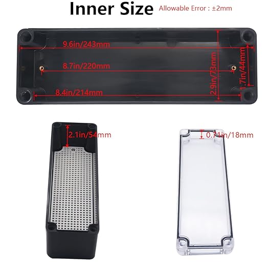 Junction Box, IP67 Waterproof ABS Black Project Box Clear Cover - Image 4