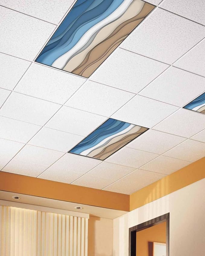 Yukro 1 Pack Blue Ombre Fluorescent Light Covers Blue Brown White Gradient - Image 2