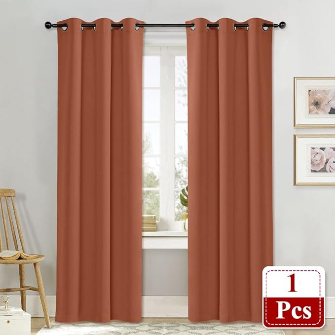 NICETOWN Burnt Orange Insulated Blackout Curtain Home Decoration Solid Grommet - Image 2