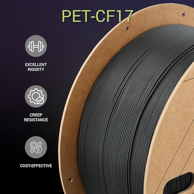 Polymaker Fiberon PET-CF17 3D Printing Filament Black 1.75mm 3kg, Excellent - Image 7