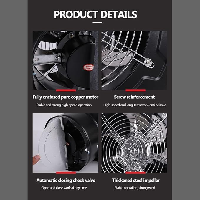4 inch Exhaust Fan Metal Iron Ventilation Extractor, Silence - Image 7