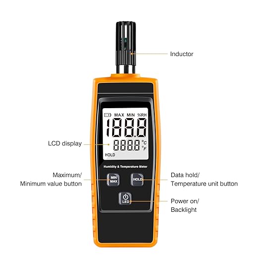Handheld Humidity Meter, LEERCHUANG Digital Thermometer Hygrometer - Image 3