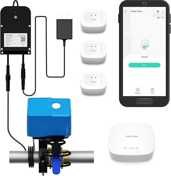 YoLink Smart Water Leak Protection System Kit: Bulldog Valve Robot, Smart Valve by YoLink