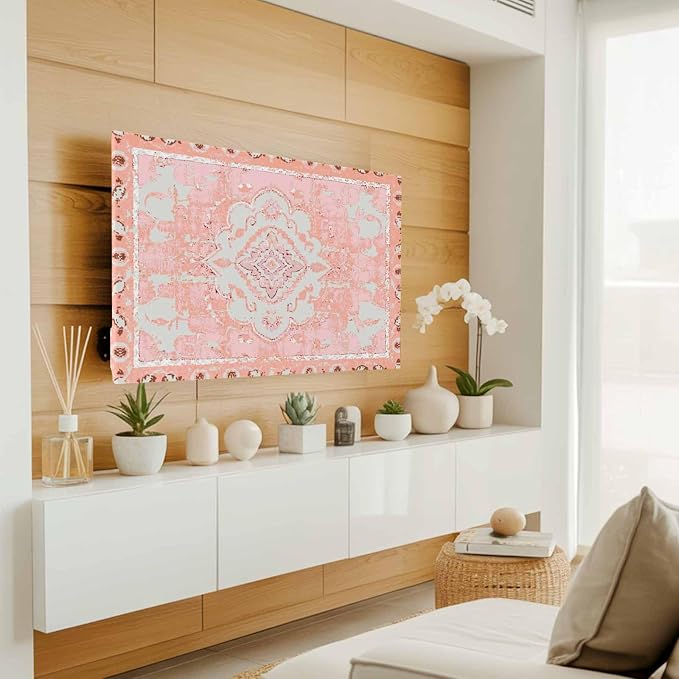 Gradient Pink Tribe Geometric Indoor TV Cover, Elastic TV Screen Protector - Image 2