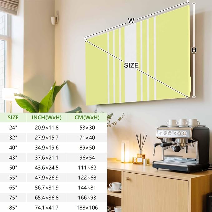 Yellow Stripe Color Block Indoor TV Cover, Elastic TV Screen Protector - Image 3