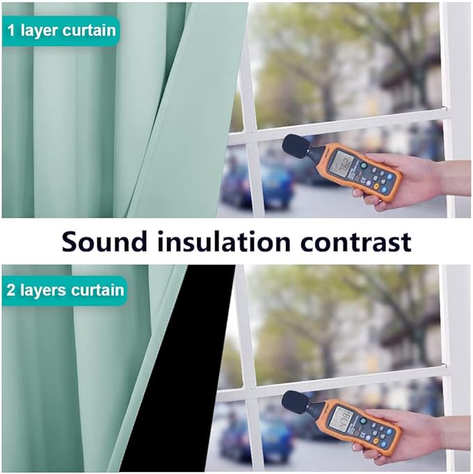 NICETOWN Aqua Blue 100% Blackout Curtains 45 inches Long, 2 Thick Layers - Image 4
