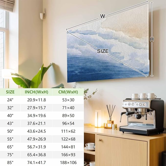 Summer Beach Ocean Blue Gradient Indoor TV Cover, Elastic TV Screen Protector - Image 3