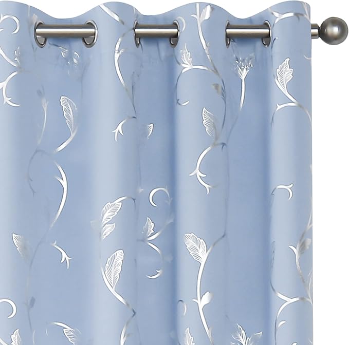 BUHUA Wave Floral Vine Print Blackout Curtains by BUHUA