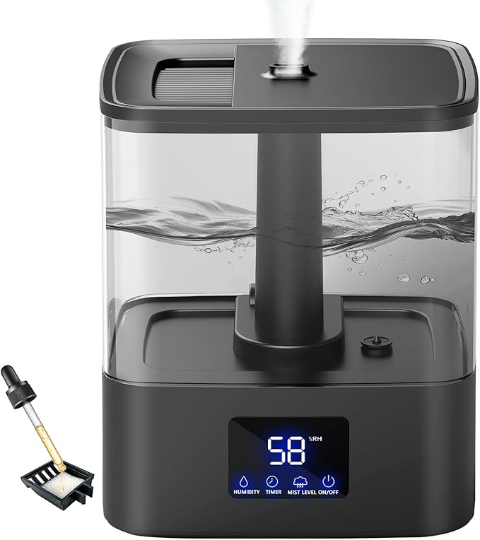 KZF 4L Top Fill Humidifiers for Bedroom & 60H Runtime by BreathePureLiveNaturally