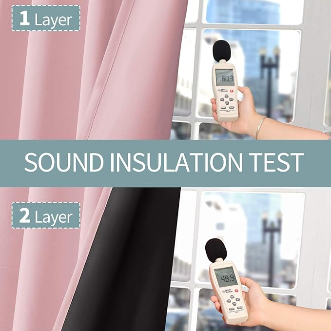 BGment Baby Pink 100% Blackout Curtains - Image 9