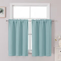 Chyhomenyc Short Aqua Curtains 45 Inch Length, Small Kitchen Curtain Rod Pocket by Chyhomenyc
